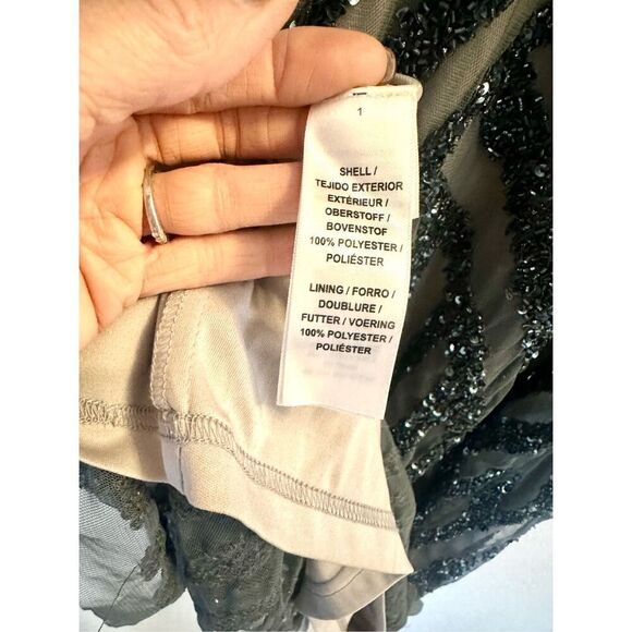 NWT Adrianna Papell Plus size Sequined V-Neck Sheath Dress in Pewter Silver.  Si - Picture 8 of 10